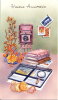 Carte de voeux 2 volets “Heureux anniversaire”. Chambre sur pied. (Rhodania, vers 1991)., - (CAP0034)