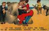 “At the seaside it's quite the thing to be photographed seated on a donkey”. (vers 1910)., - (CAP0629)