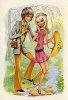 Jeune couple au bord d'un ruisseau (dessin de Villi). (< 1978)., - (CAP0716)